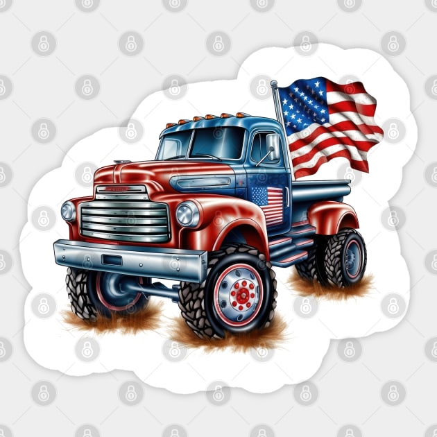 4th Of July Truck Sticker by Chromatic Fusion Studio